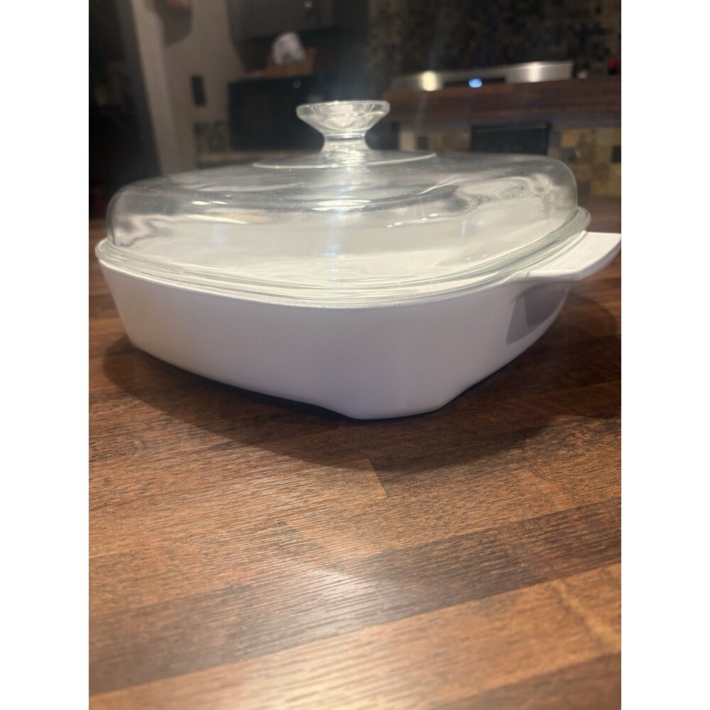 CorningWare MW-A-10 White Glass Ceramic Microwave Casserole Dish with Lid